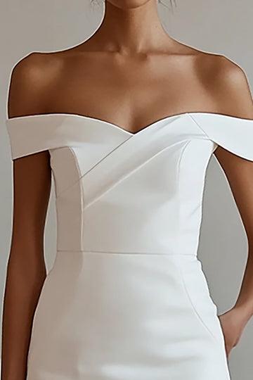 White Off The Shoulder Short Tight Graduation Dress